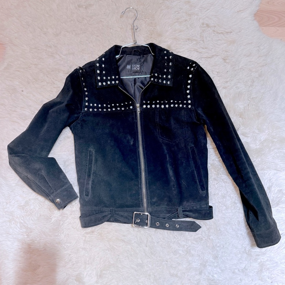 🏍️ Genuine Suede moto jacket with metal studs 🏍️